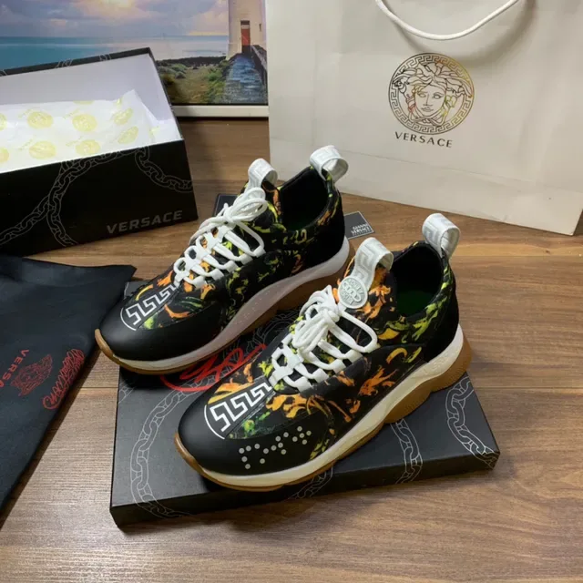 Versace Odissea Noir Orange Vert Imprimé Floral Chaussures Lifestyle 7