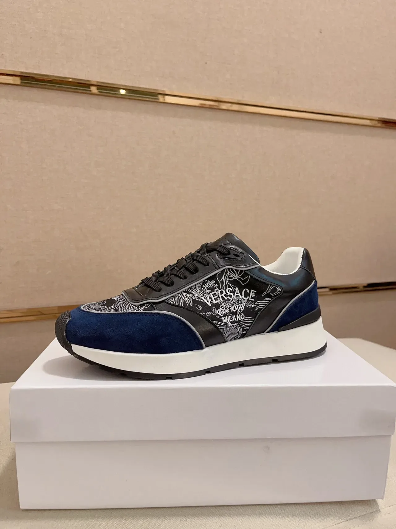 Versace Odissea Embroidered Navy and Black Lifestyle Sneakers 2