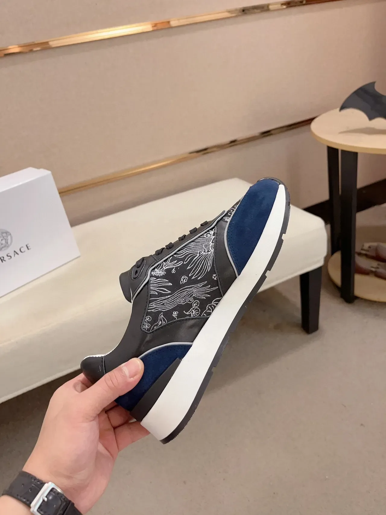 Versace Odissea Embroidered Navy and Black Lifestyle Sneakers 5