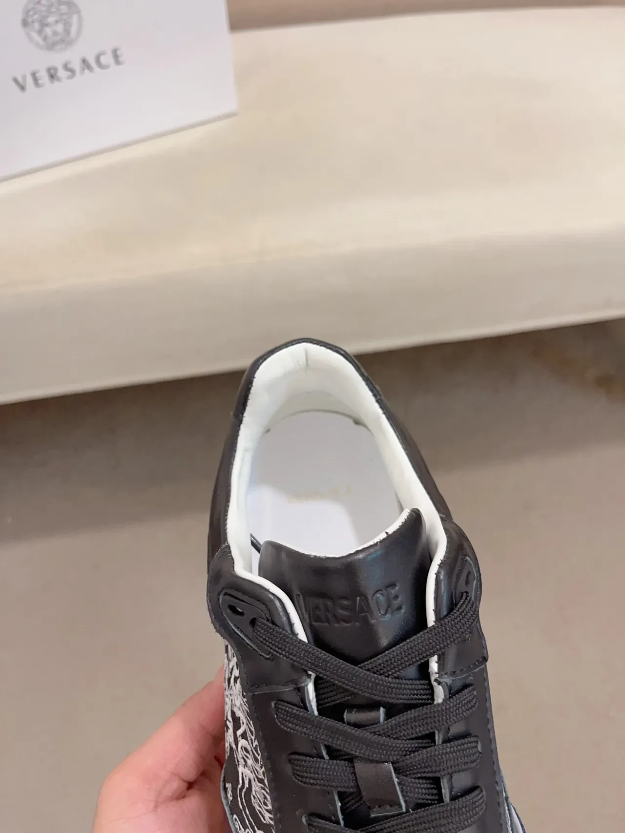 Versace Odissea Embroidered Navy and Black Lifestyle Sneakers 6