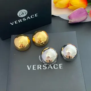 Versace Odissea 金银双色抛光球形雕刻 Logo 耳环
