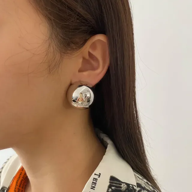 Versace Odissea Boucles d'oreilles Or Argent Poli Sphérique Gravé Logo 3