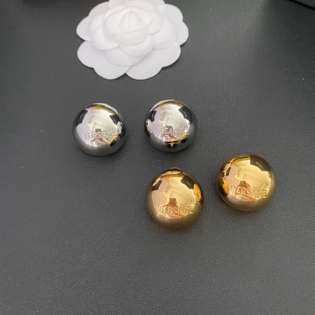 Versace Odissea Boucles d'oreilles Or Argent Poli Sphérique Gravé Logo 4