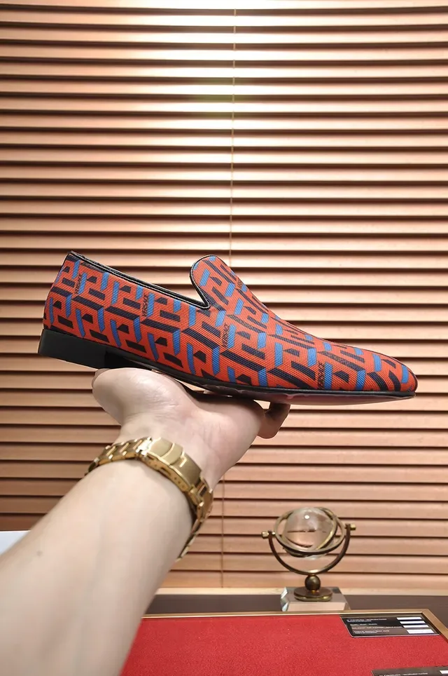 Versace Red Blue Greca Jacquard Pattern Slip-On Loafer 4