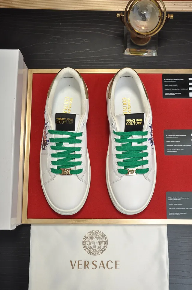 Versace White Green Leather Laces Lifestyle Sneakers 9