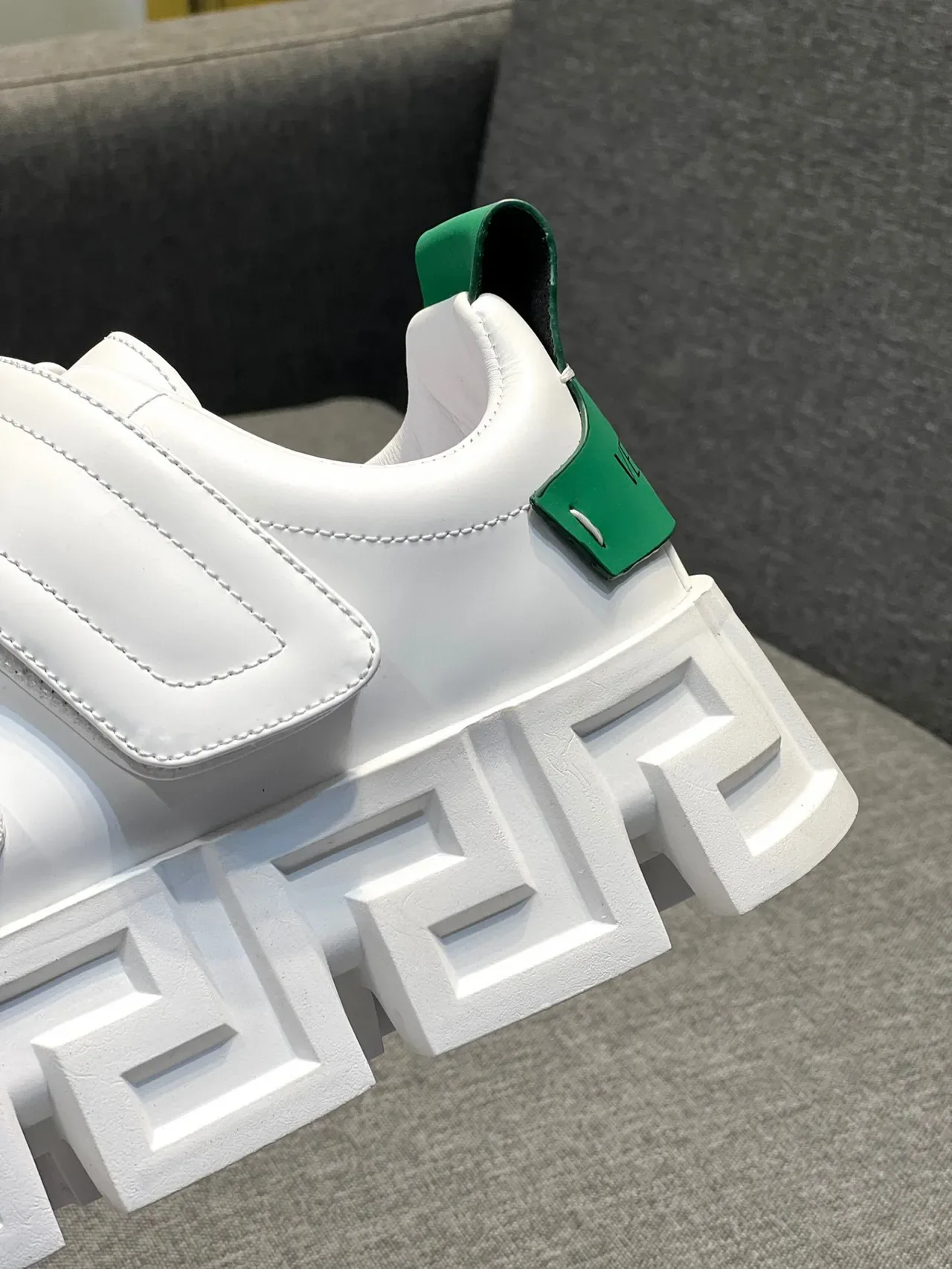 Versace White Green Platform Velcro Strap Closure Chunky Sneakers 7