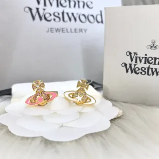 Vivienne Westwood Orb Gold Pink Metal Enamel Earrings