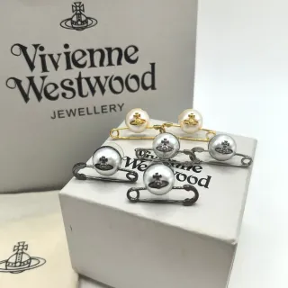Vivienne Westwood Pearl Orb Brooch Silver Gold Safety-Pin Silhouette Sphere Brooch