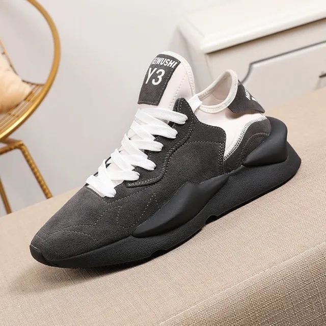 Y-3 Black White Sculpted Sole Mixed Suede And Textile Upper Chunky Sneakers 3