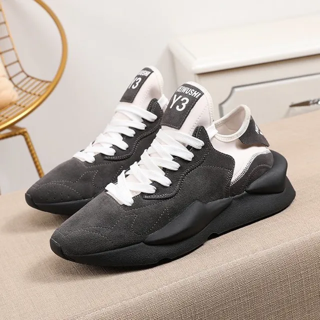 Y-3 Black White Sculpted Sole Mixed Suede And Textile Upper Chunky Sneakers 5