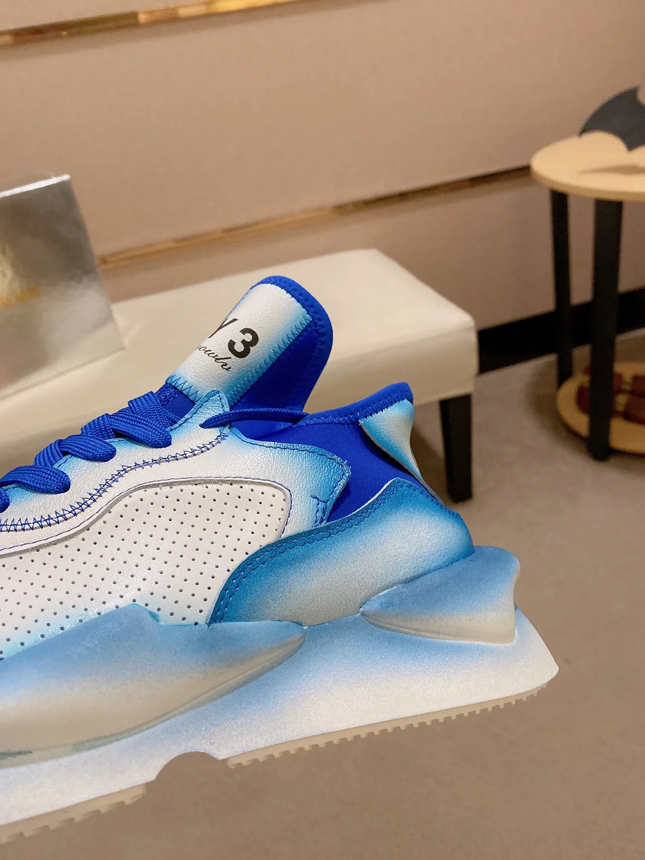 Y-3 Blue White Sculpted Sole Gradient Ombre Chunky Sneakers 4