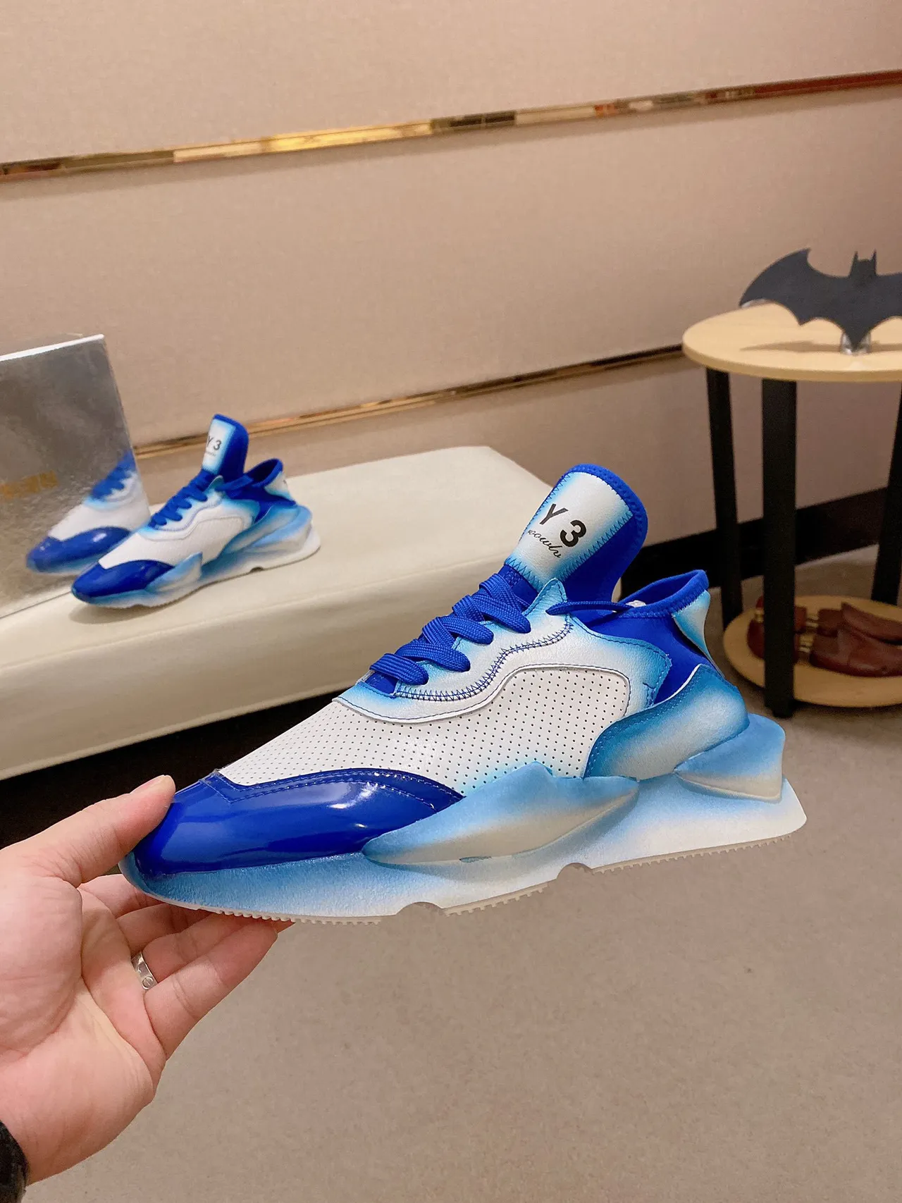 Y-3 Blue White Sculpted Sole Gradient Ombre Chunky Sneakers 8