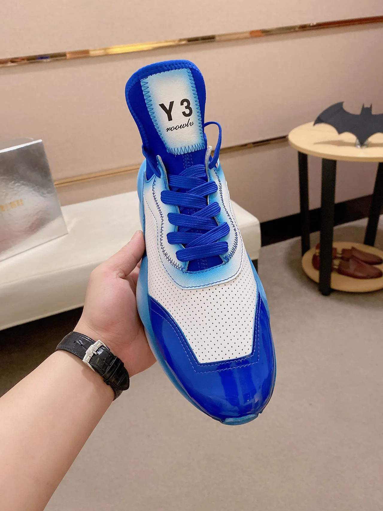 Y-3 Blue White Sculpted Sole Gradient Ombre Chunky Sneakers 9