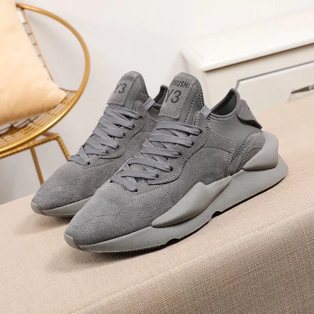 Y-3 Gray Monochromatic Suede Upper Chunky Sneakers 5