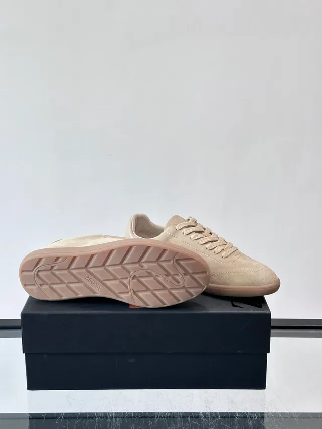 Zegna Beige Suede Low-Top Sneaker 2