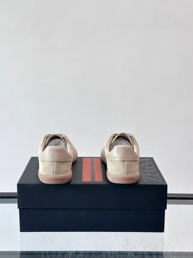 Zegna Beige Suede Low-Top Sneaker 3