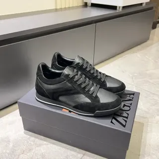 Zegna কালো এবং ধূসর মিশ্রিত উপাদান জীবনধারা স্নিকার্স