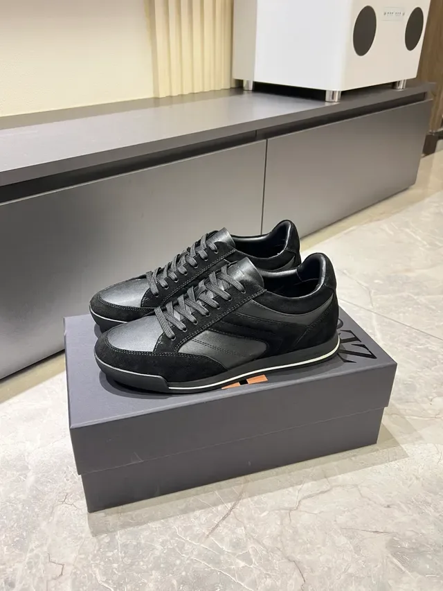 Zegna Tênis Lifestyle de Material Misto Preto e Cinza 4