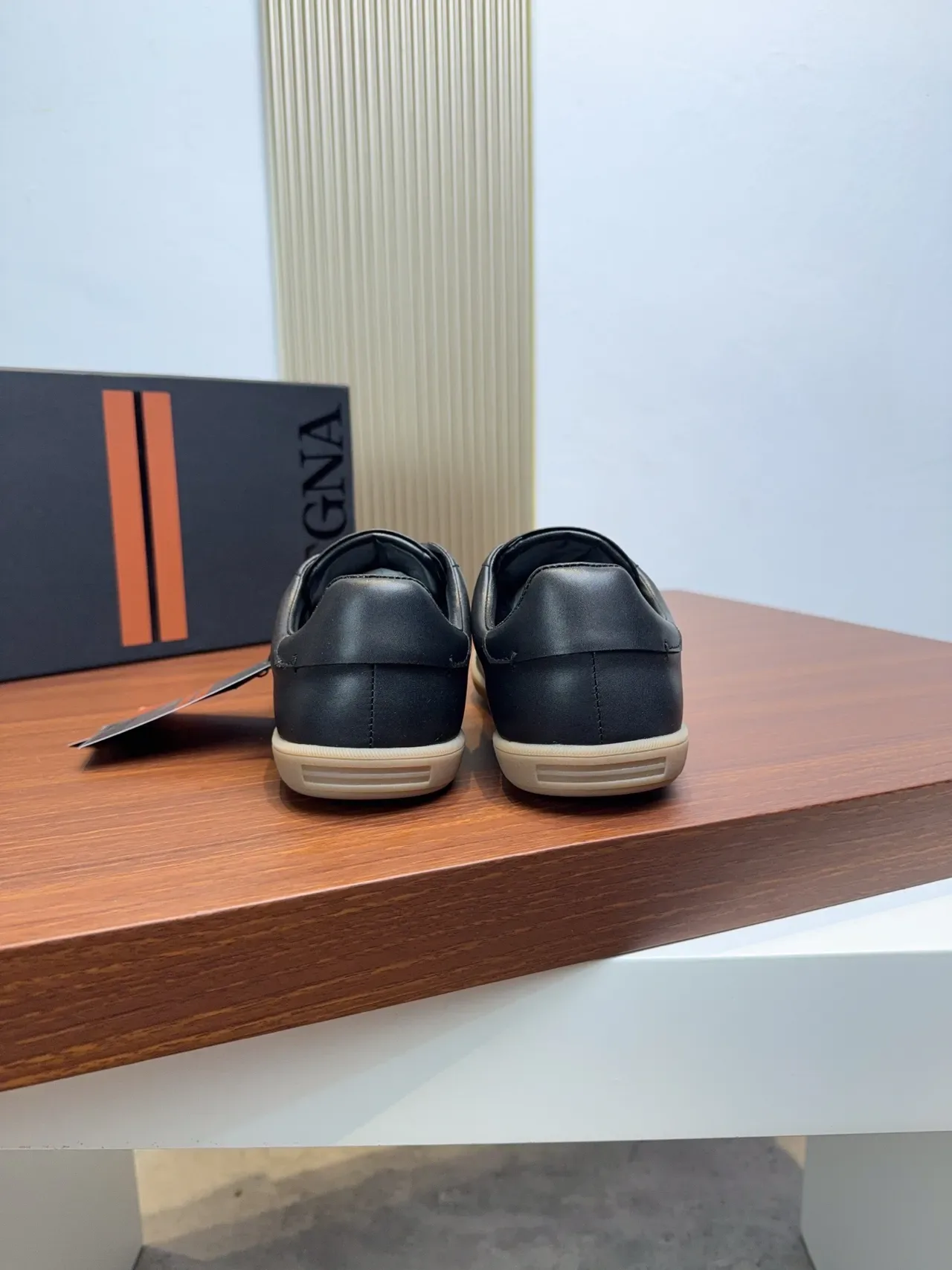 Zegna Black Leather Low-Top Sneakers 3