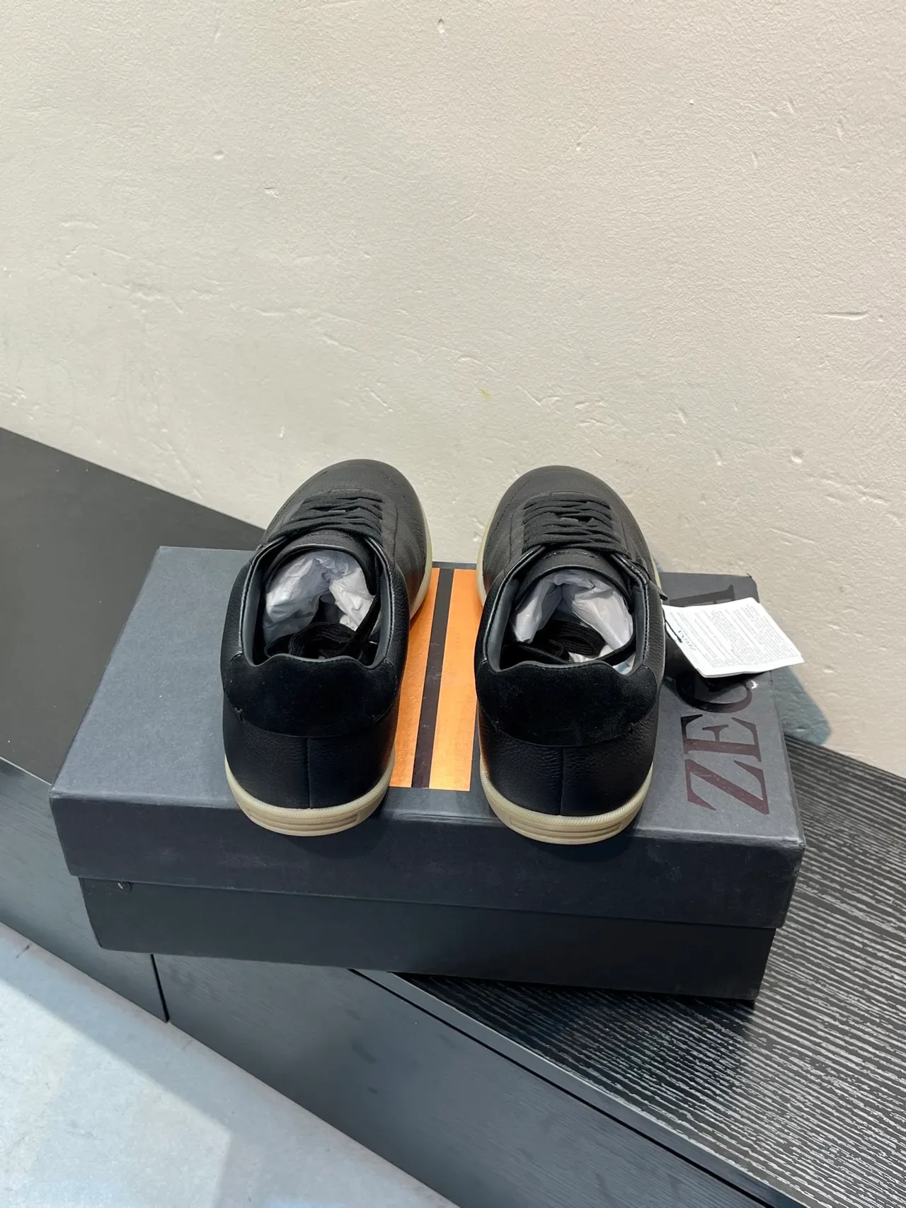 Zegna Black Pebbled Leather Low-Top Lifestyle Sneaker 5