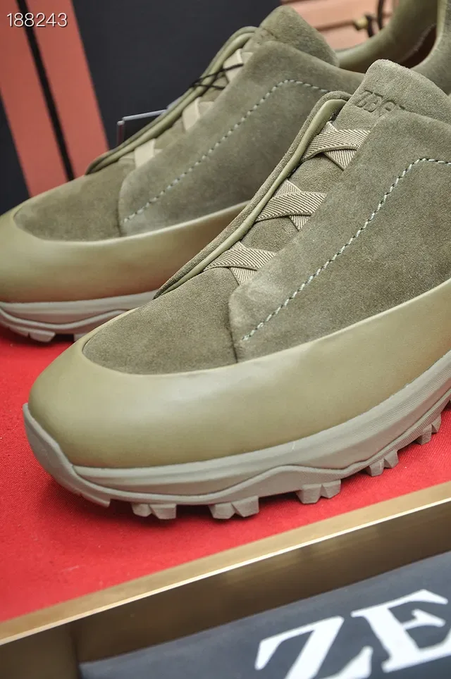 Zegna Daim Olive Sans Lacets Slip-On 6