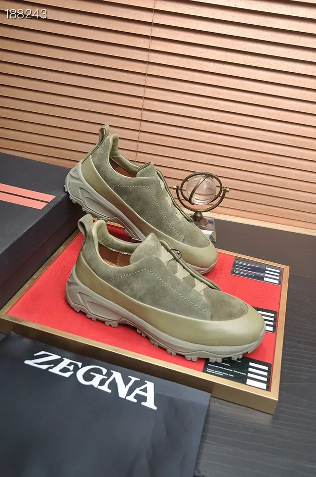Zegna Daim Olive Sans Lacets Slip-On 8