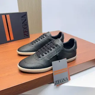 Zegna Textured Black Leather Low-Top Lifestyle Sneakers