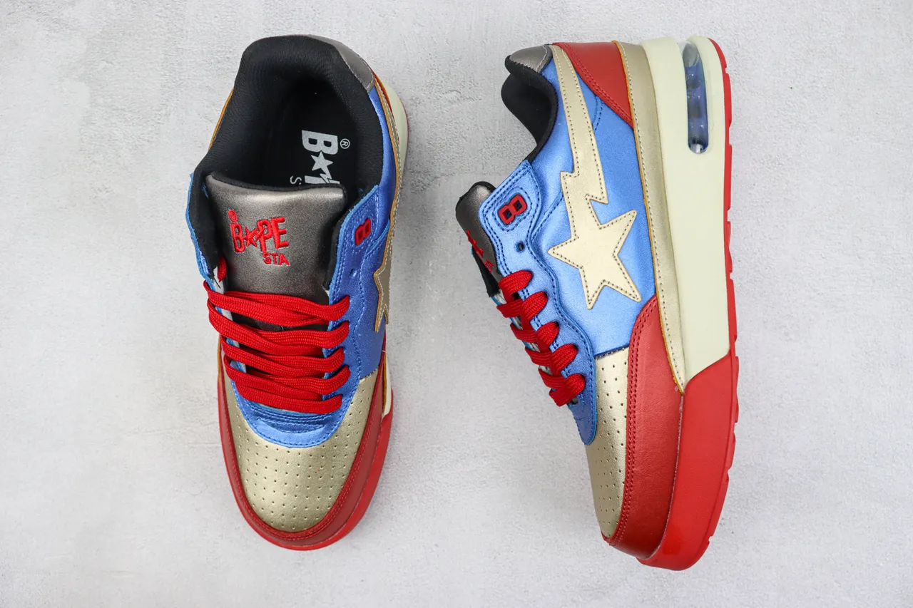 A Bathing Ape BAPE STA Star Lightning Blue Red Gold Lifestyle Sneakers 3