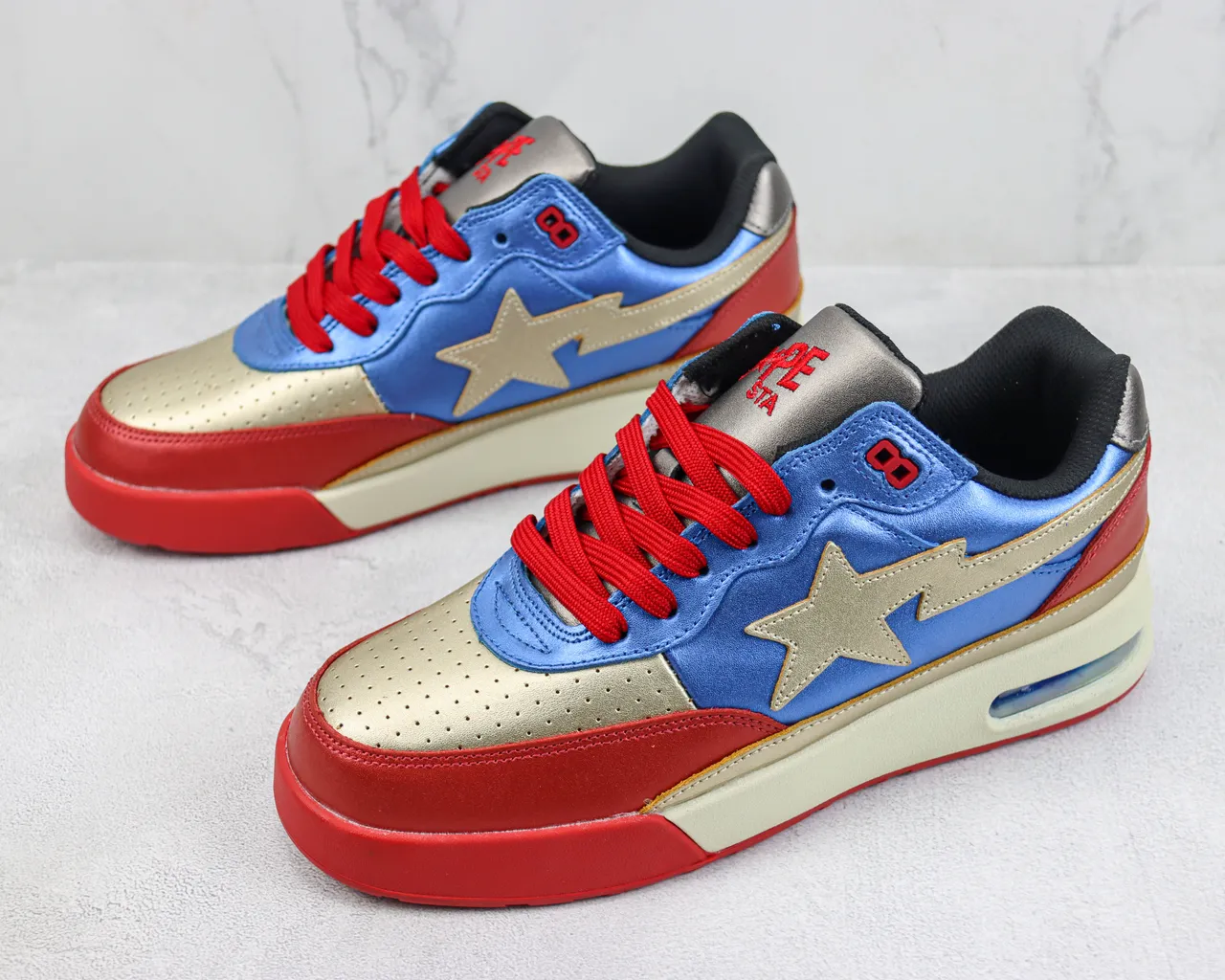 A Bathing Ape BAPE STA Star Lightning Blue Red Gold Lifestyle Sneakers 4