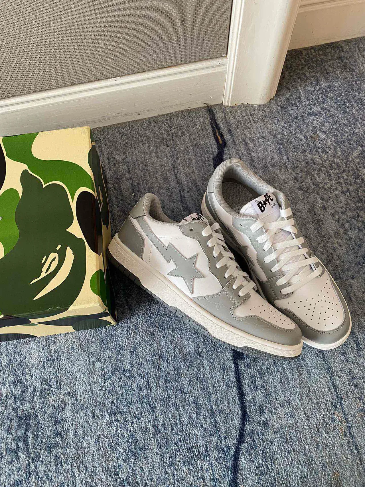 A Bathing Ape BAPE STA Sneakers Lifestyle Blanc et Gris 7