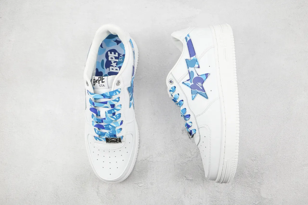 A Bathing Ape BAPE STA Branco Azul Roxo ABC Camo Tubarão Tênis lifestyle 3