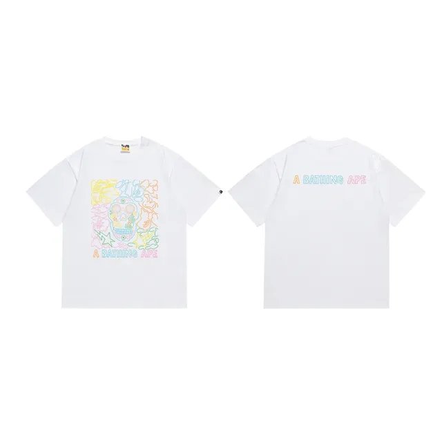 A Bathing Ape Graphic Print Tee Black Multicolor Neon-Outline T-Shirt 4