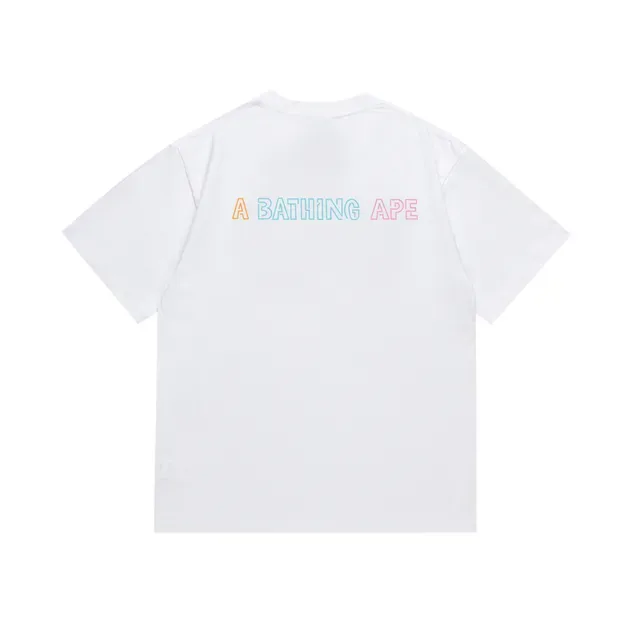 A Bathing Ape Graphic Print Tee Black Multicolor Neon-Outline T-Shirt 6