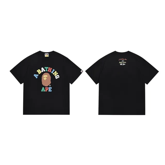 A Bathing Ape Multicolor Logo Graphic Black T-Shirt 3