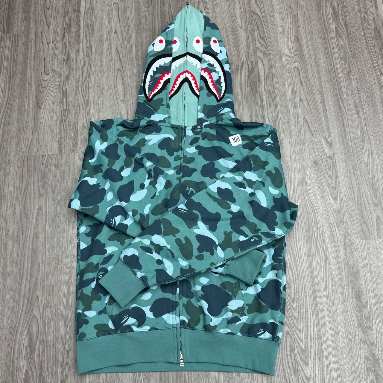 A Bathing Ape Shark Army Green Multicolor Full-Zip Hood Hoodie 4