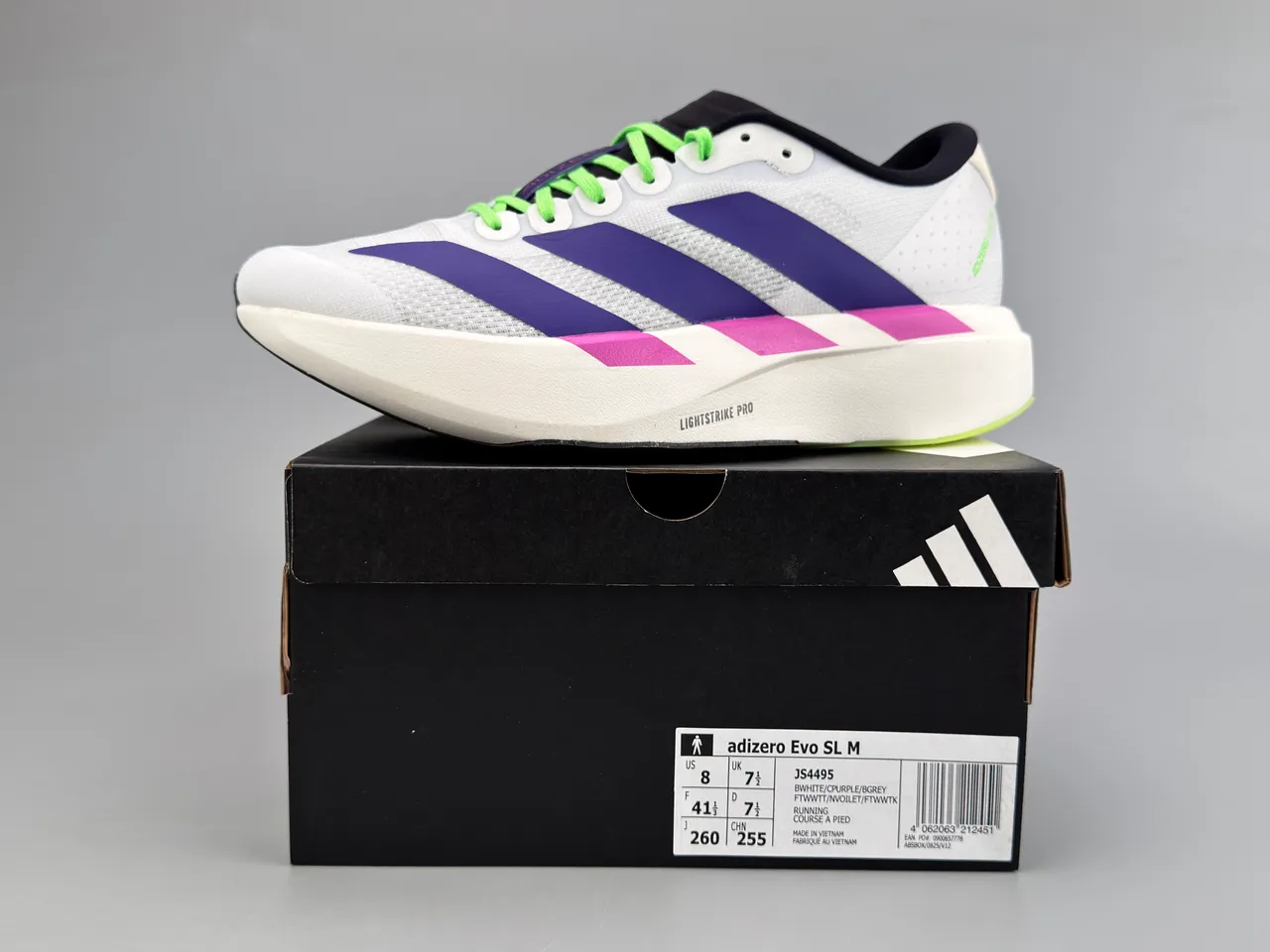 Adidas Adizero Evo Lightstrike Pro Branco Roxo Magenta Tênis de corrida 4