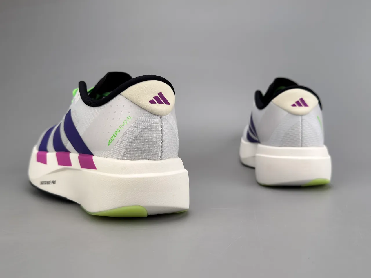 Adidas Adizero Evo Lightstrike Pro Branco Roxo Magenta Tênis de corrida 8