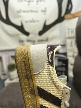 Adidas Beige Brown Low-Top Knit-Mesh Upper Lifestyle Sneakers 3