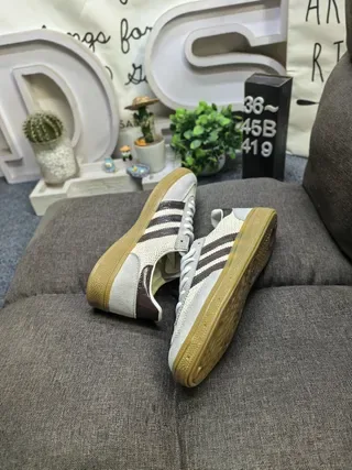 Adidas Beige Brown Low-Top Knit-Mesh Upper Lifestyle Sneakers 6