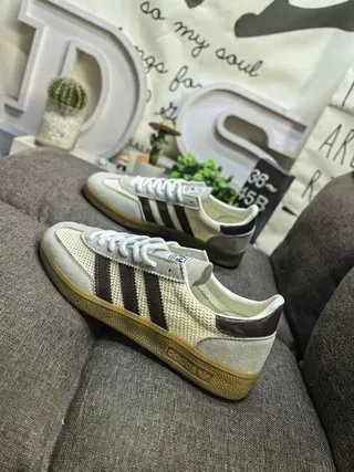 Adidas Beige Brown Low-Top Knit-Mesh Upper Lifestyle Sneakers 7