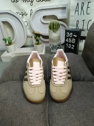 Adidas Beige Brown Suede Upper Three-Stripe Side Panel Lifestyle Sneakers 10
