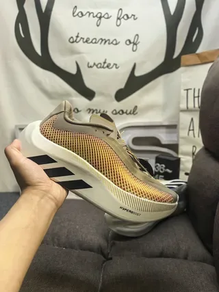 Adidas Beige Gold Sculpted Wavy Midsole Layered Mesh And Synthetic Upper Lifestyle Sneakers 5