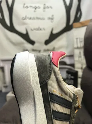 Adidas Beige Pink Platform Sole Suede-Mesh Hybrid Upper Lifestyle Sneakers 3