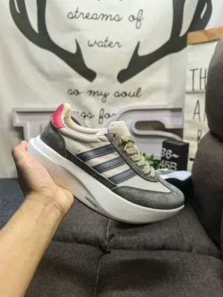Adidas Beige Pink Platform Sole Suede-Mesh Hybrid Upper Lifestyle Sneakers 5