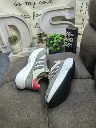 Adidas Beige Pink Platform Sole Suede-Mesh Hybrid Upper Lifestyle Sneakers 6