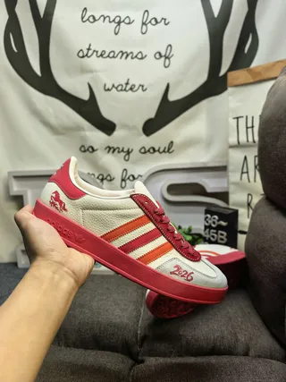 Adidas Beige Red Low-Top Textile Upper Lifestyle Sneakers 15