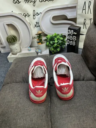 Adidas Beige Red Low-Top Textile Upper Lifestyle Sneakers 18