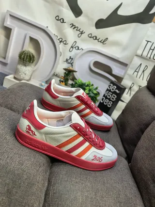 Adidas Beige Red Low-Top Textile Upper Lifestyle Sneakers 19
