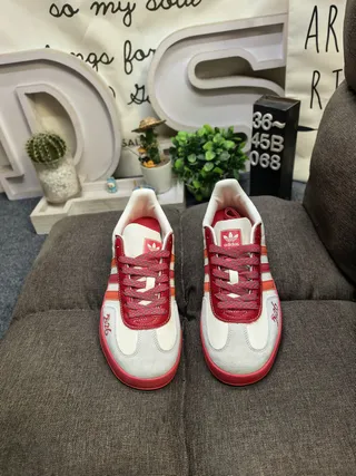 Adidas Beige Red Low-Top Textile Upper Lifestyle Sneakers 20