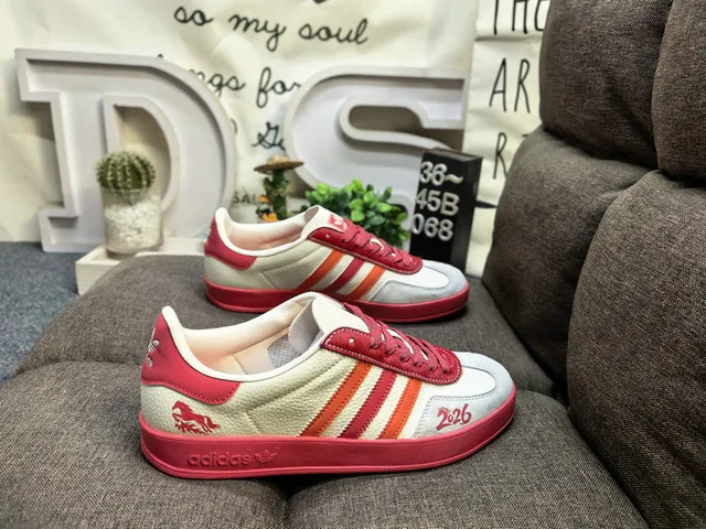 Adidas Beige Red Low-Top Textile Upper Lifestyle Sneakers 21